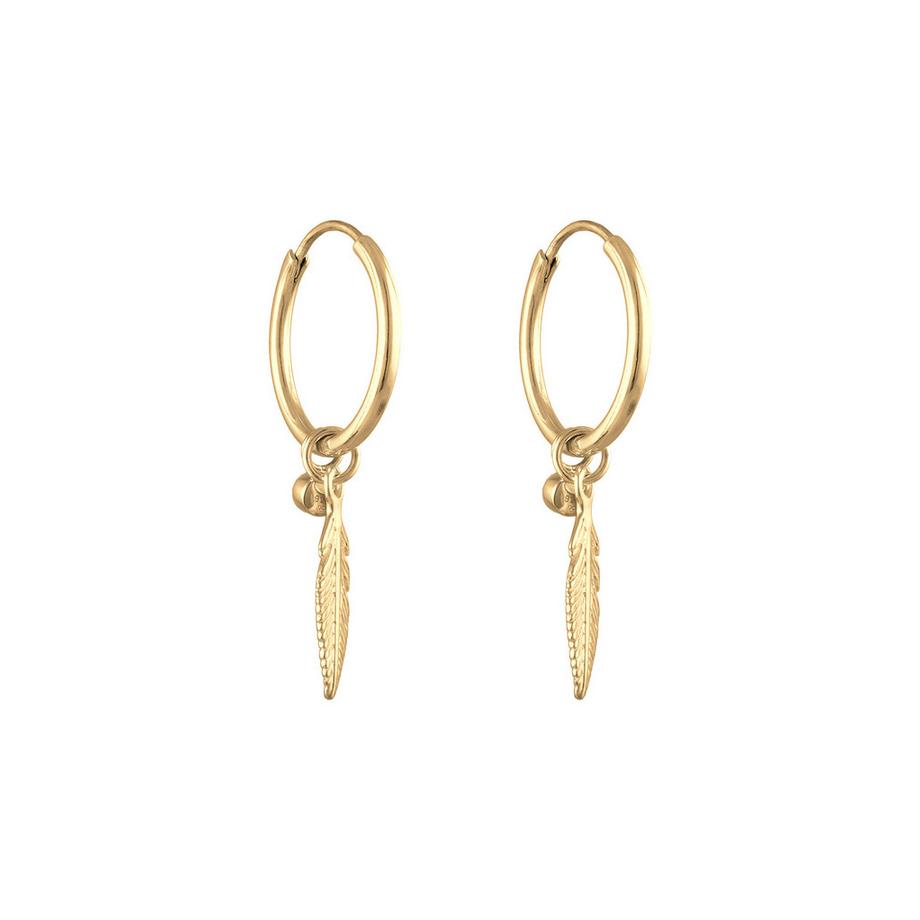 Elli  Boucles d'Oreilles Femmes Créoles Pendentif Plume Festival Boho Avec Cristal 