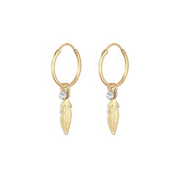 Boucles d'Oreilles Femmes Créoles Pendentif Plume Festival Boho Avec Cristal