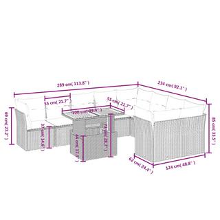 VidaXL Ensemble de canapés de jardin rotin synthétique  