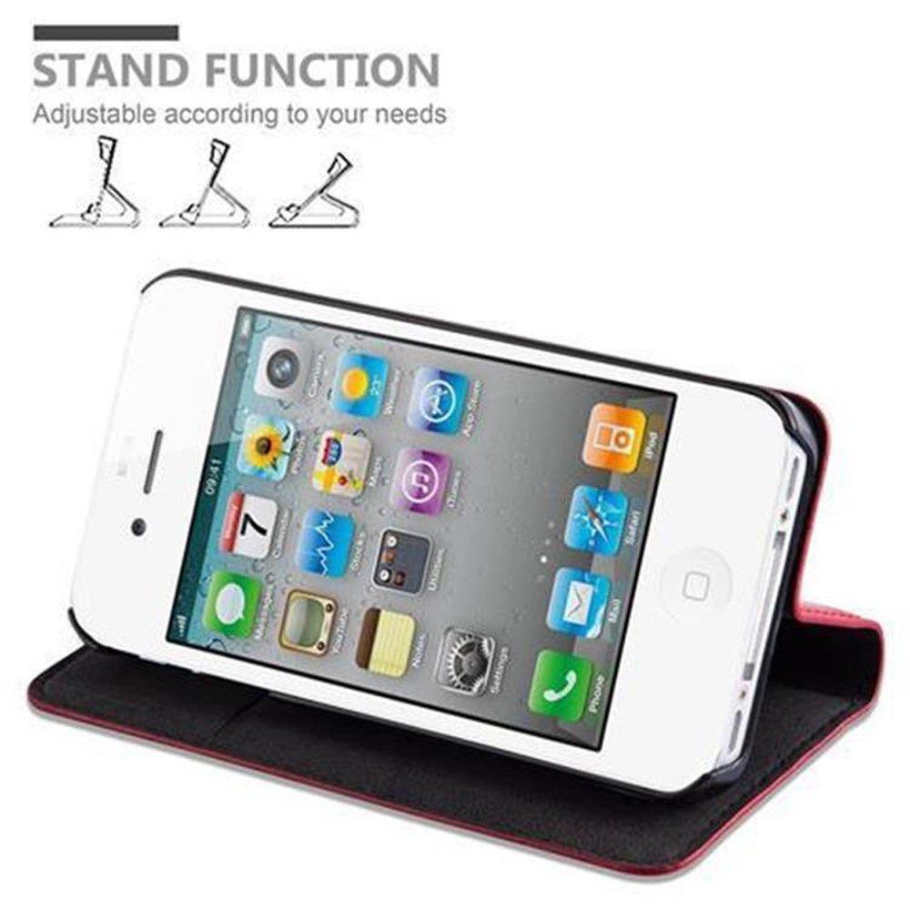 Cadorabo  Housse compatible avec Apple iPhone 4 / 4S - Coque de protection avec fermeture magnétique, fonction de support et compartiment pour carte 