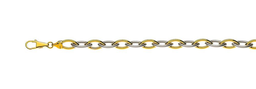 Image of Collier Navette Bicolor Gelb-/weissgold 750, 7x15mm, 45cm Unisex Gold 45cm