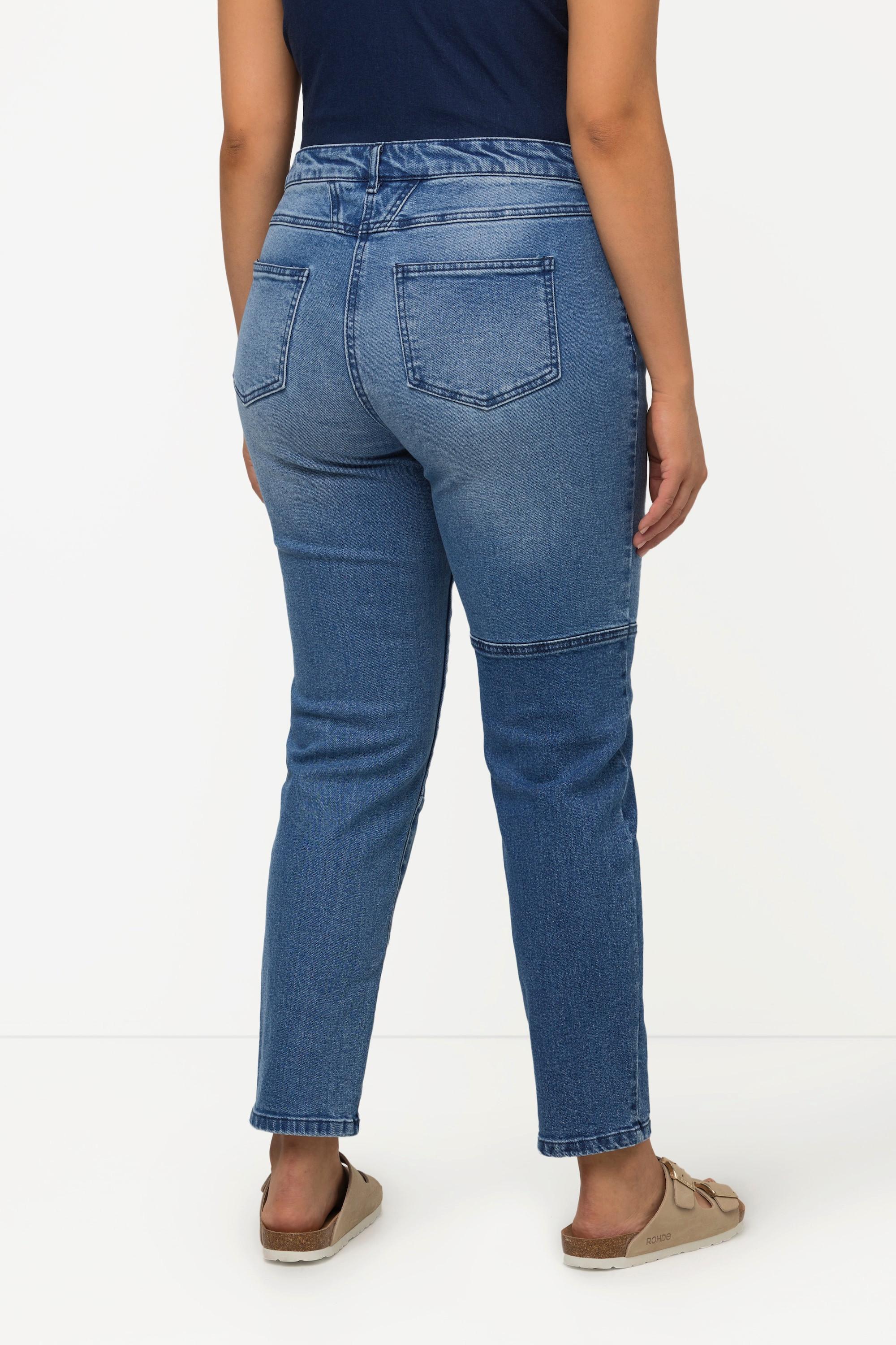 Ulla Popken  Jean Sarah, patches, coupe étroite à 5 poches, mélange de denims 