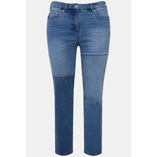 Ulla Popken  Jean Sarah, patches, coupe étroite à 5 poches, mélange de denims 