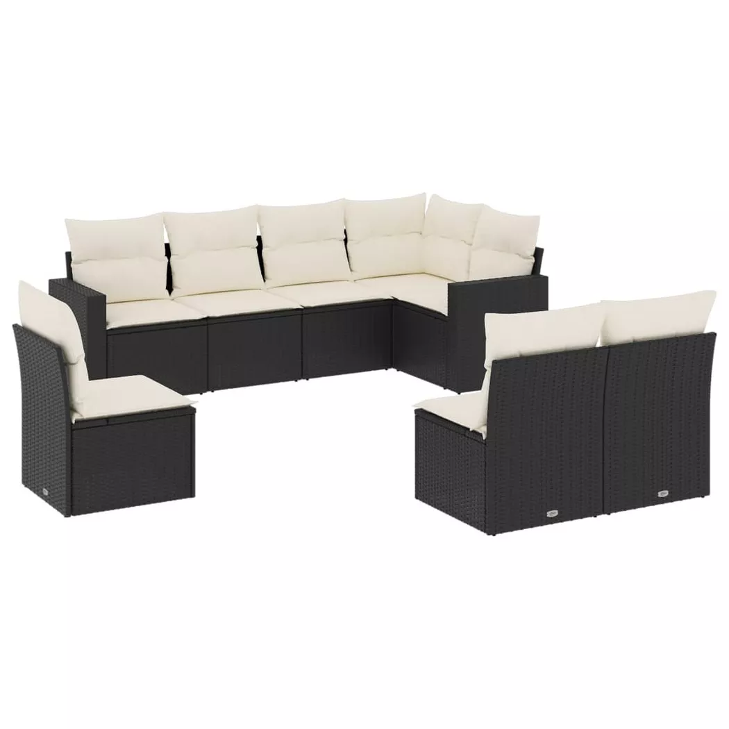 VidaXL - set divano da giardino Polirattan, One Size, Nero