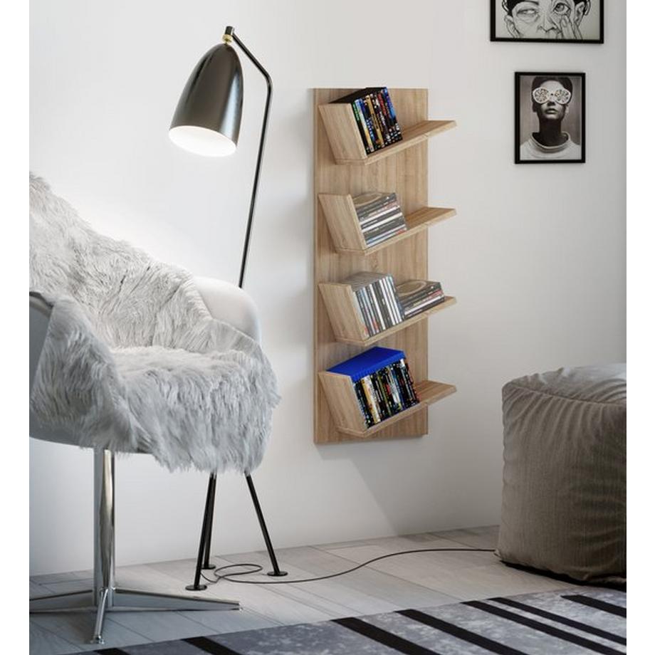 VCM Holzregal hängend | platzsparendes Regal | Maße: H. 90 x B. 33 x T. 16 cm | Elegantes Regal hängend | Aufbewahrungsregal | Bücherregal | Wandboard -  
