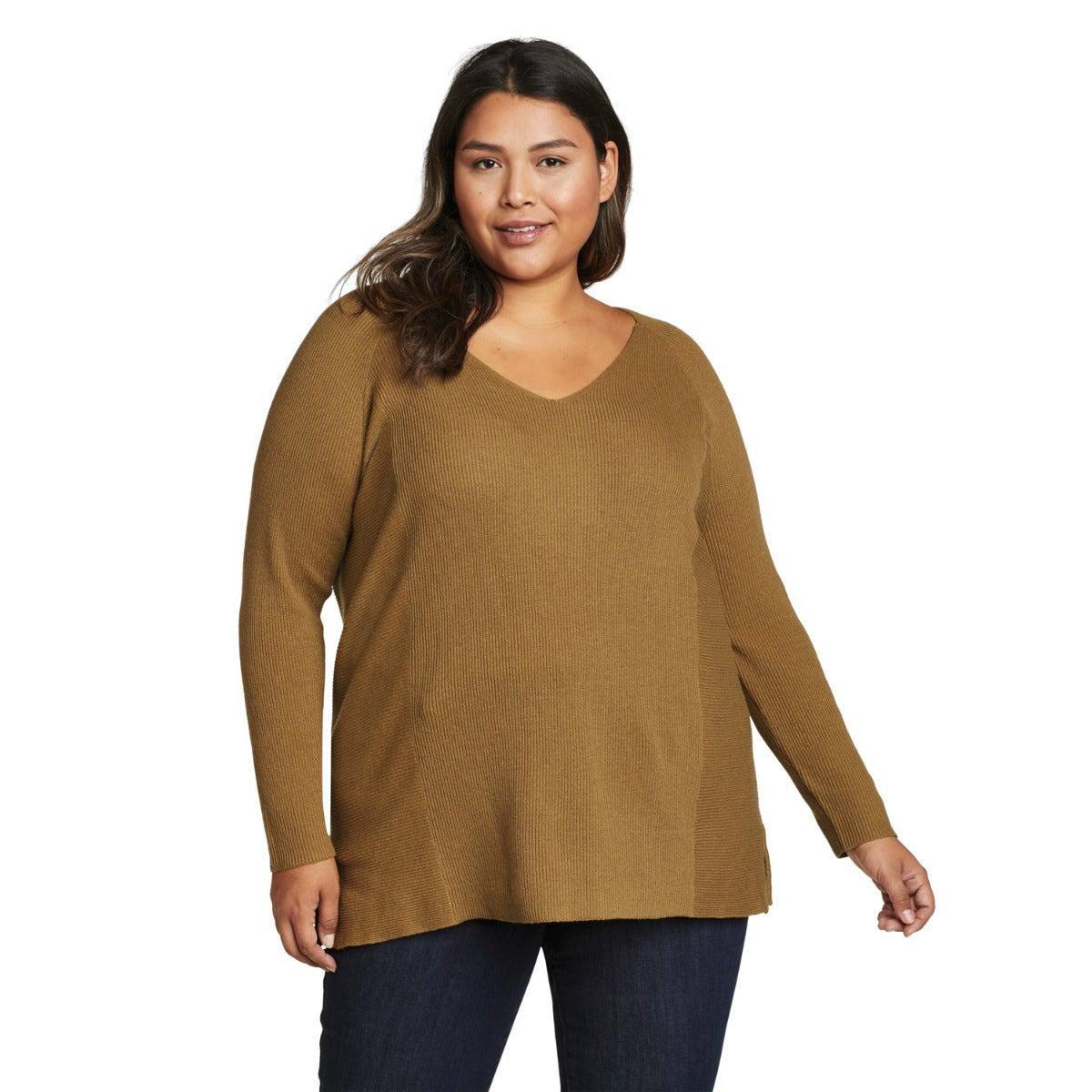 Image of Tellus Pullover Top Vausschnitt Damen Bronze L