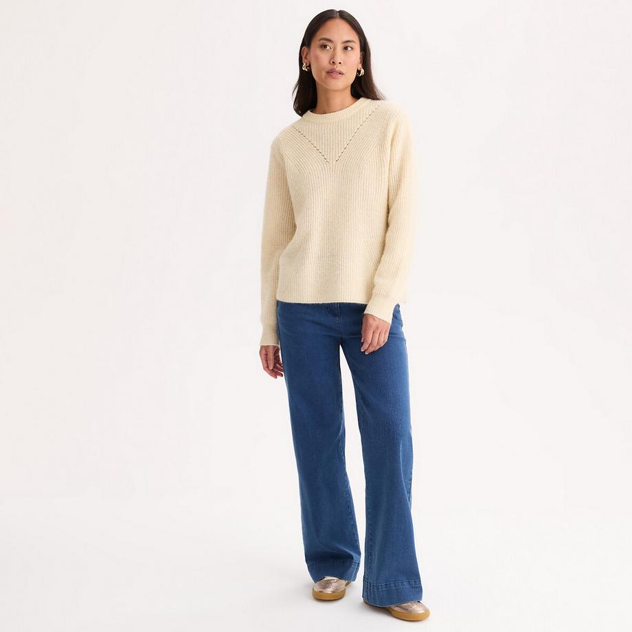 La Redoute Collections Pull col rond en grosse maille mélange laine et alpaga  