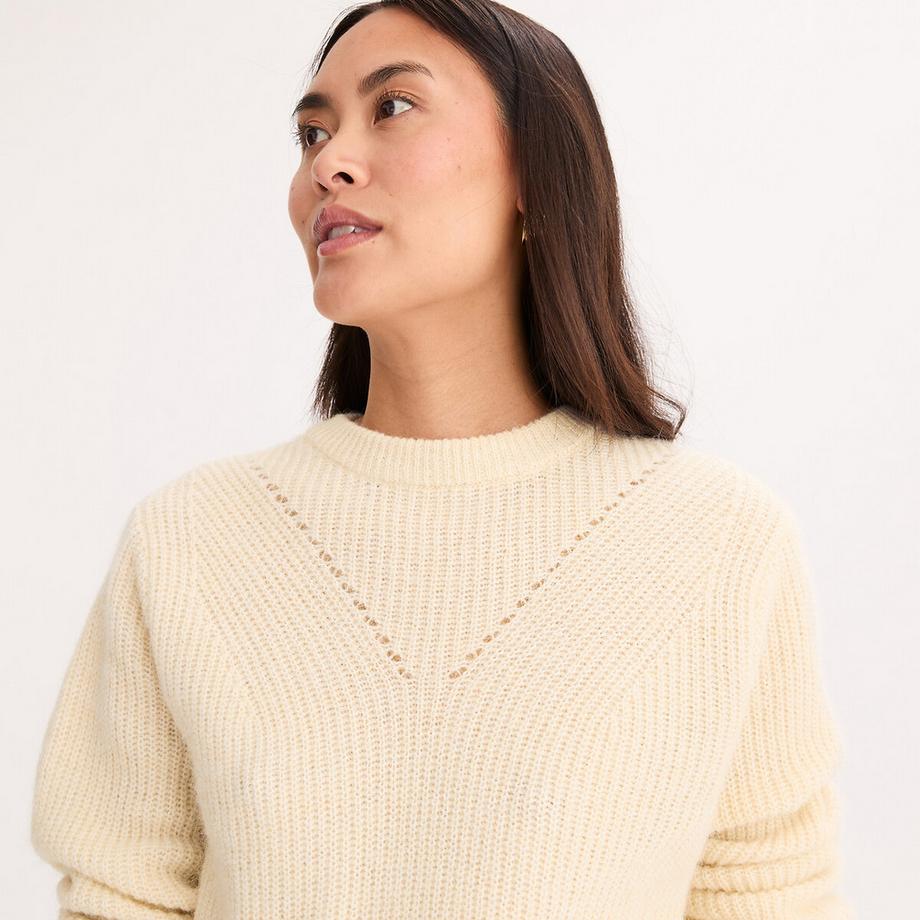 La Redoute Collections Pull col rond en grosse maille mélange laine et alpaga  