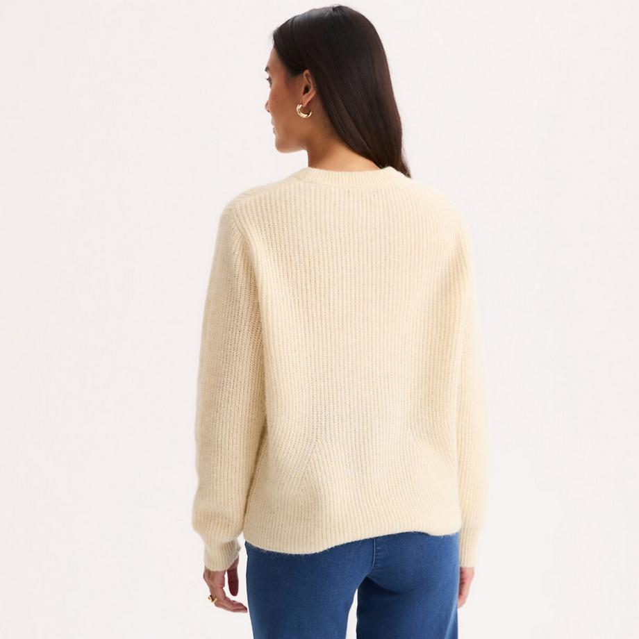 La Redoute Collections Pull col rond en grosse maille mélange laine et alpaga  