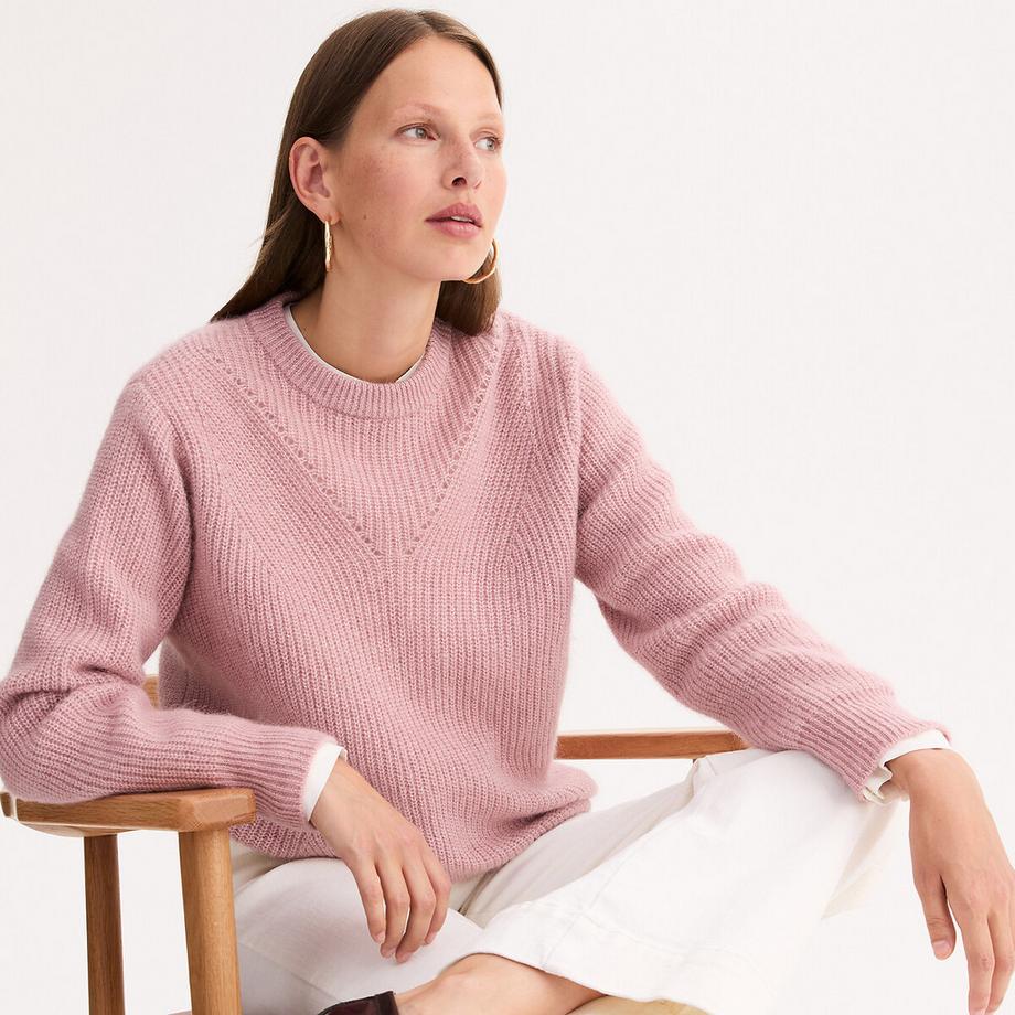 La Redoute Collections Pull col rond en grosse maille mélange laine et alpaga  