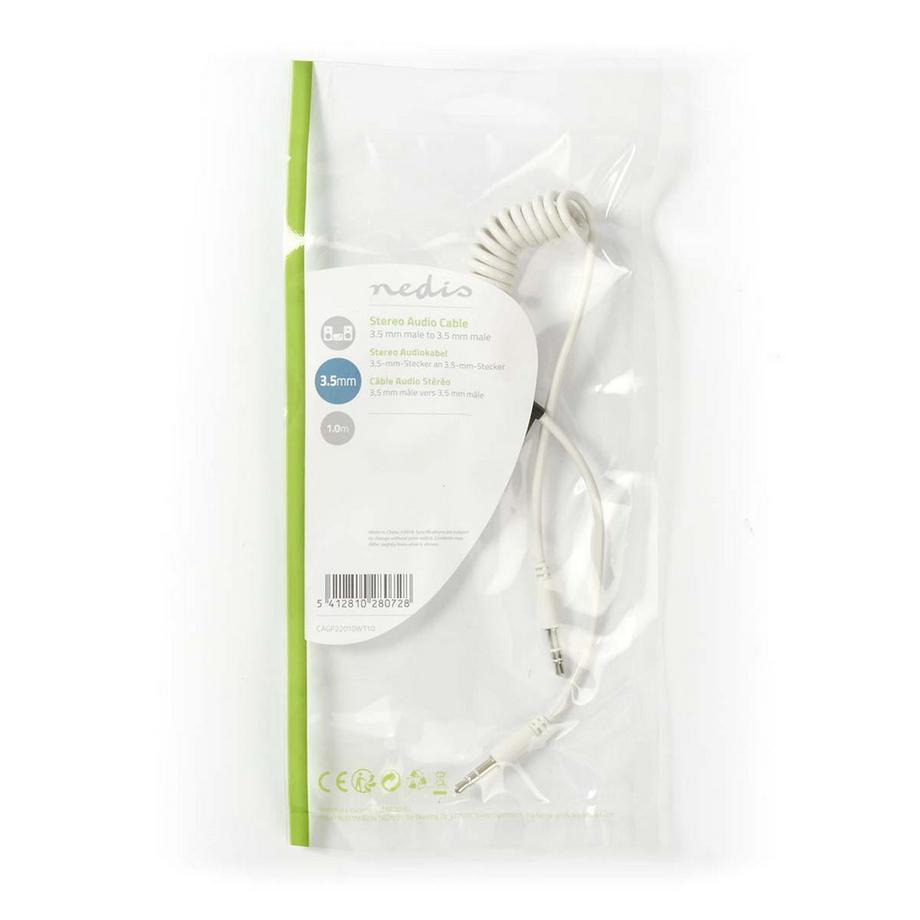 Nedis  Câble audio stéréo | 3,5 mm Hane | 3,5 mm Hane | Plaque de nickel | 1,00 m | Rond | Vit 