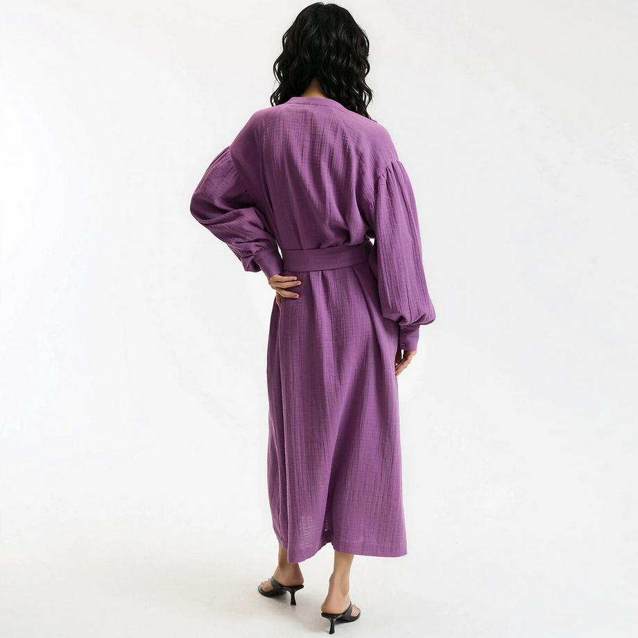 La Redoute Collections Langärmeliges Gürtelkleid  