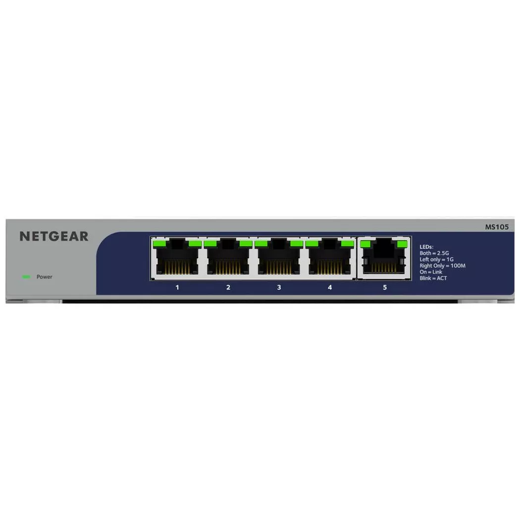 NETGEAR MS105-100EUS network switch Unmanaged 2.5G Ethernet (100/1000/2500) Power over Ethernet (PoE) 1U