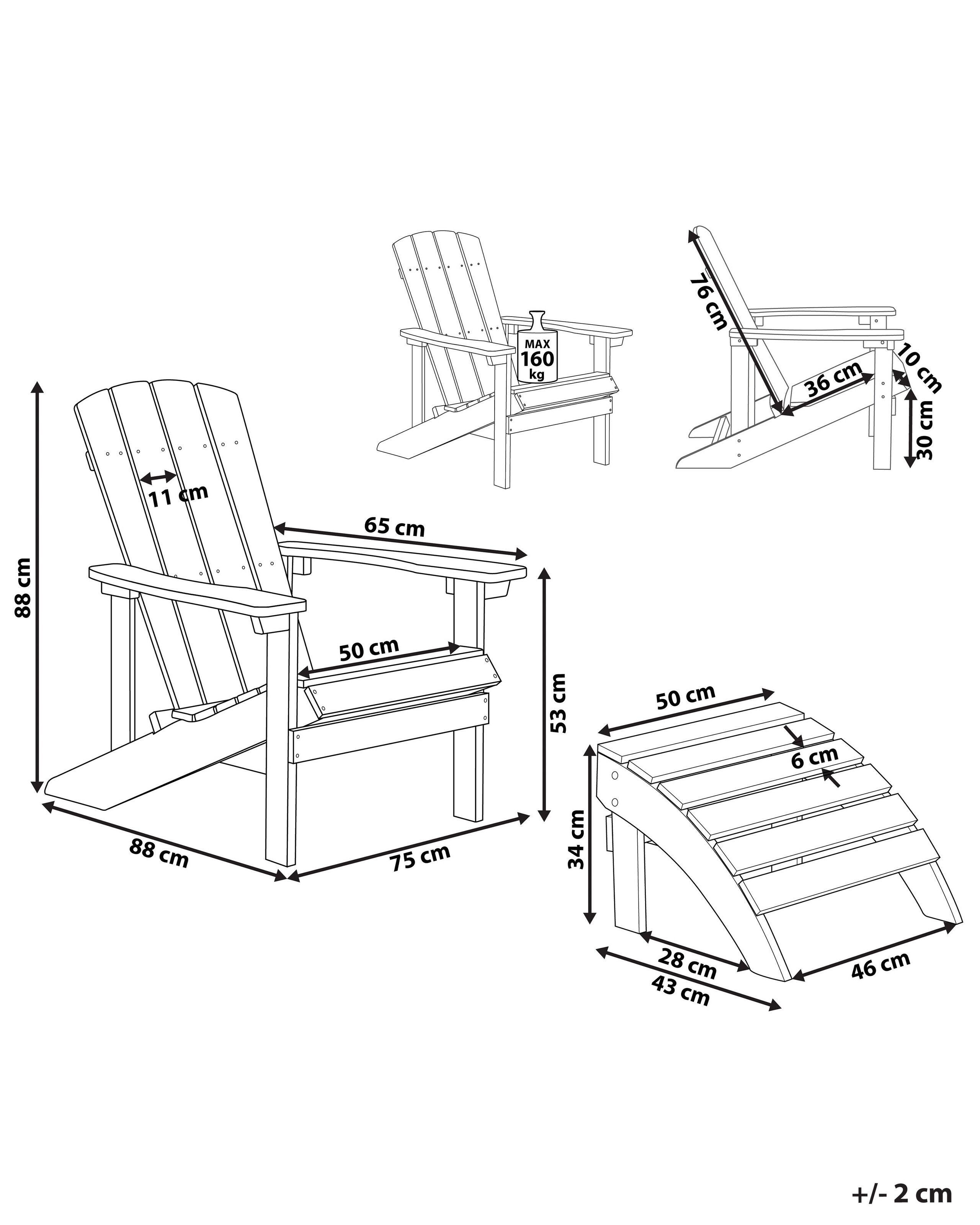 Beliani Stuhl mit Fusshocker aus Kunstholz Retro ADIRONDACK  