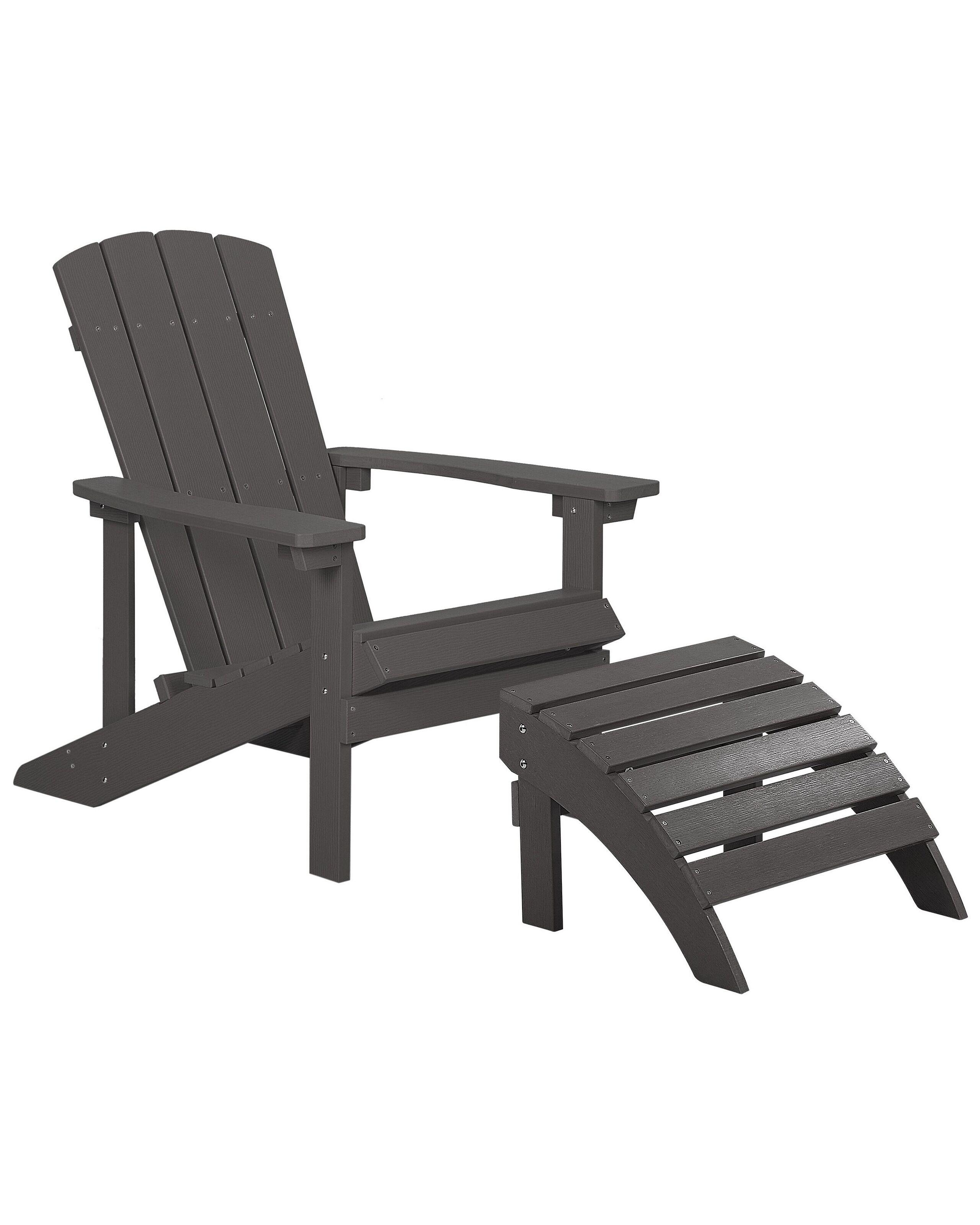 Image of Stuhl mit Fusshocker aus Kunstholz Retro ADIRONDACK Stuhl mit Fusshocker aus Kunstholz Retro ADIRONDACK