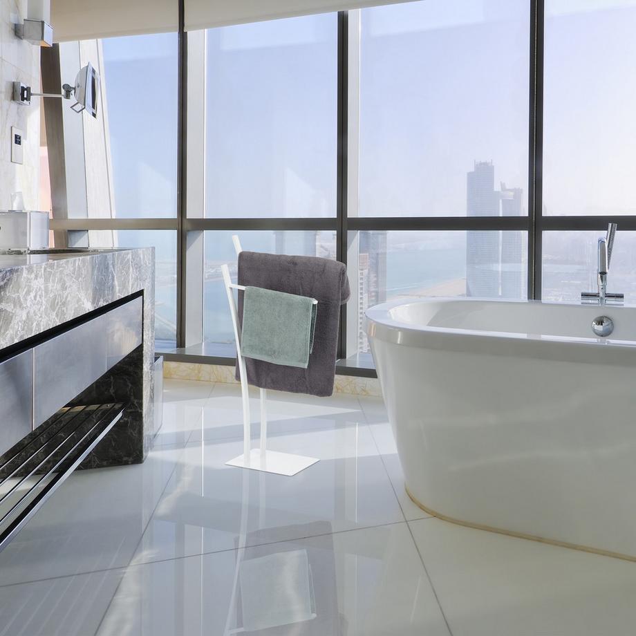 B2X Porta asciugamani Bianco a due bracci  