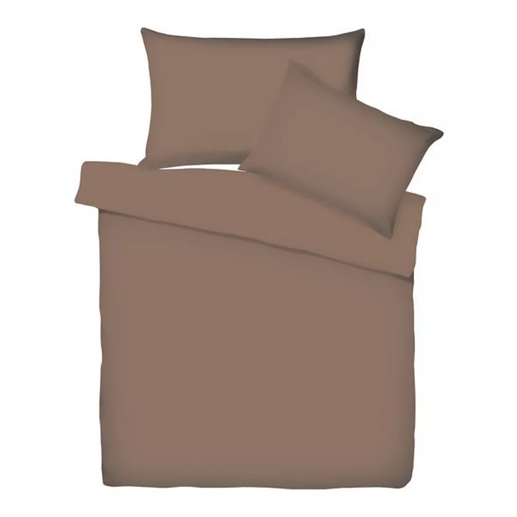 Living Home - Uni Satin Bettwäsche Set, 160 x 210 cm + 65 x 100 cm, Zimt