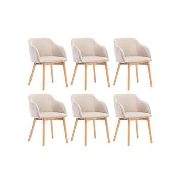 Lot de 6 chaises avec accoudoirs Tissu hévéa JELISA