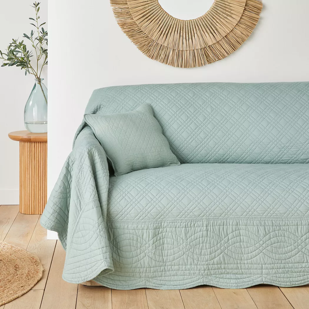 La Redoute Intérieurs - Sofa-Überwurf Scenario mit Zickzack-Muster, 230X250CM, Grün
