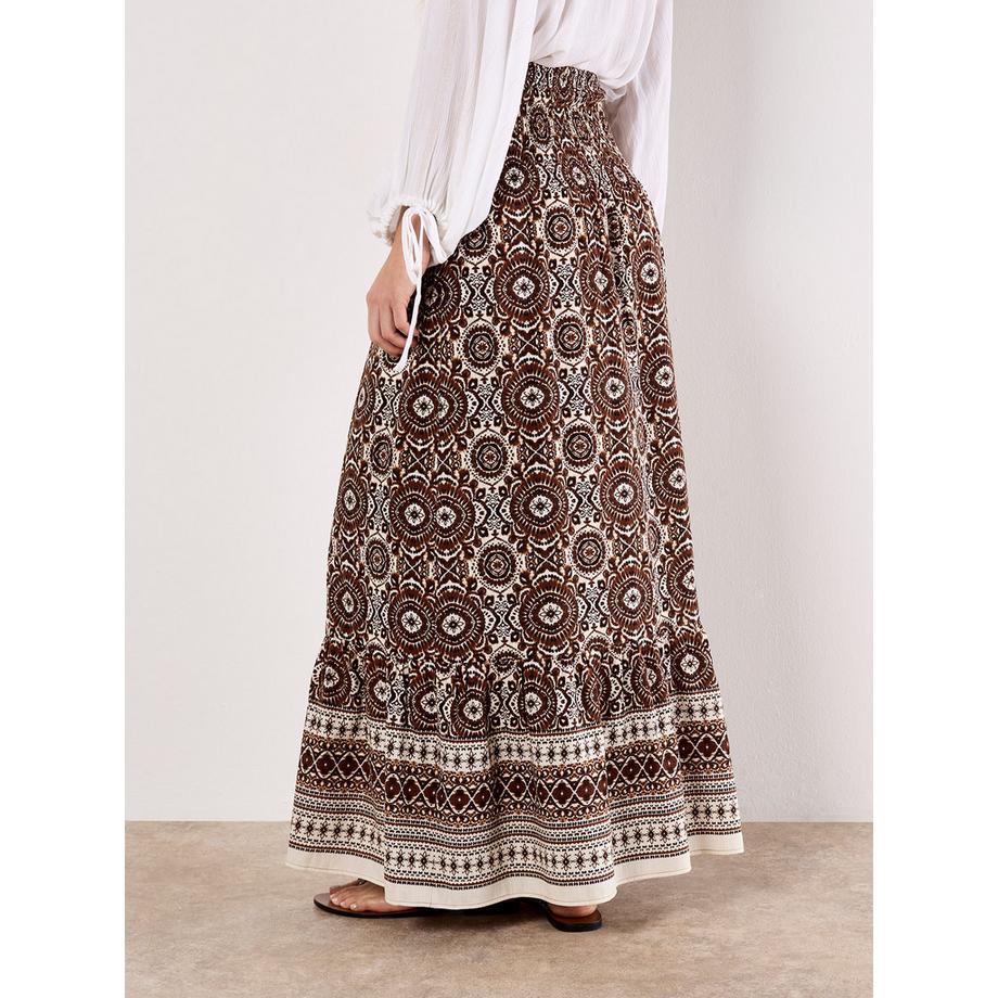 APRICOT Jupe Maxi Smockée à Imprimé Batik  