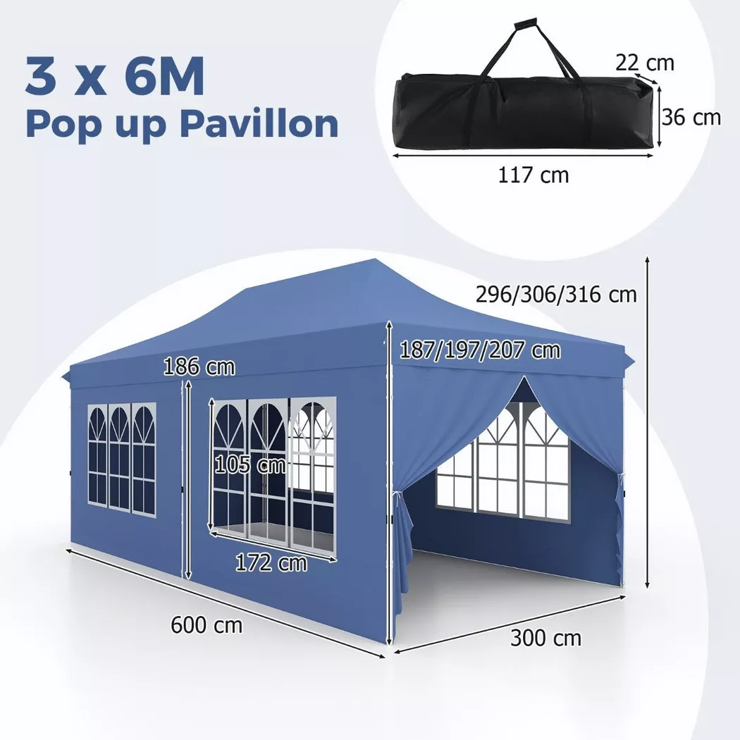 Northix - Pop-Up-Überdachungszelt, 6 x 3 m, Blau