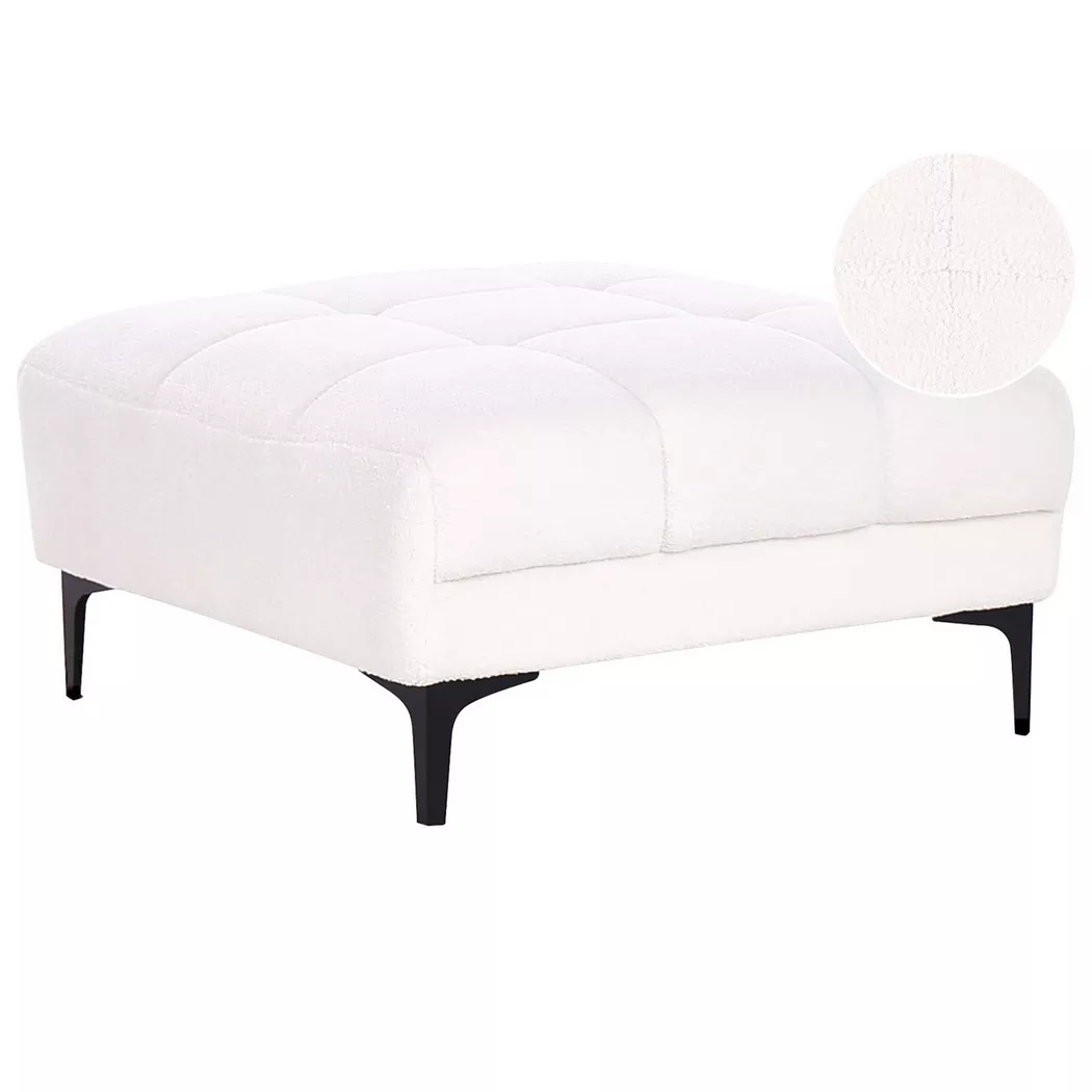 Beliani - Ottomane aus Bouclé  ALNES, One Size, Weiss Bunt