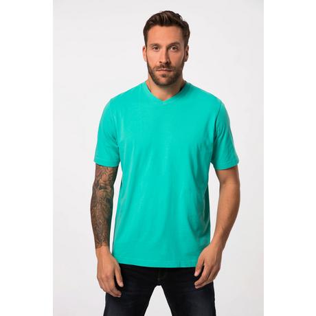 JP1880  T-shirt basic con scollo a V turchese chiaro 