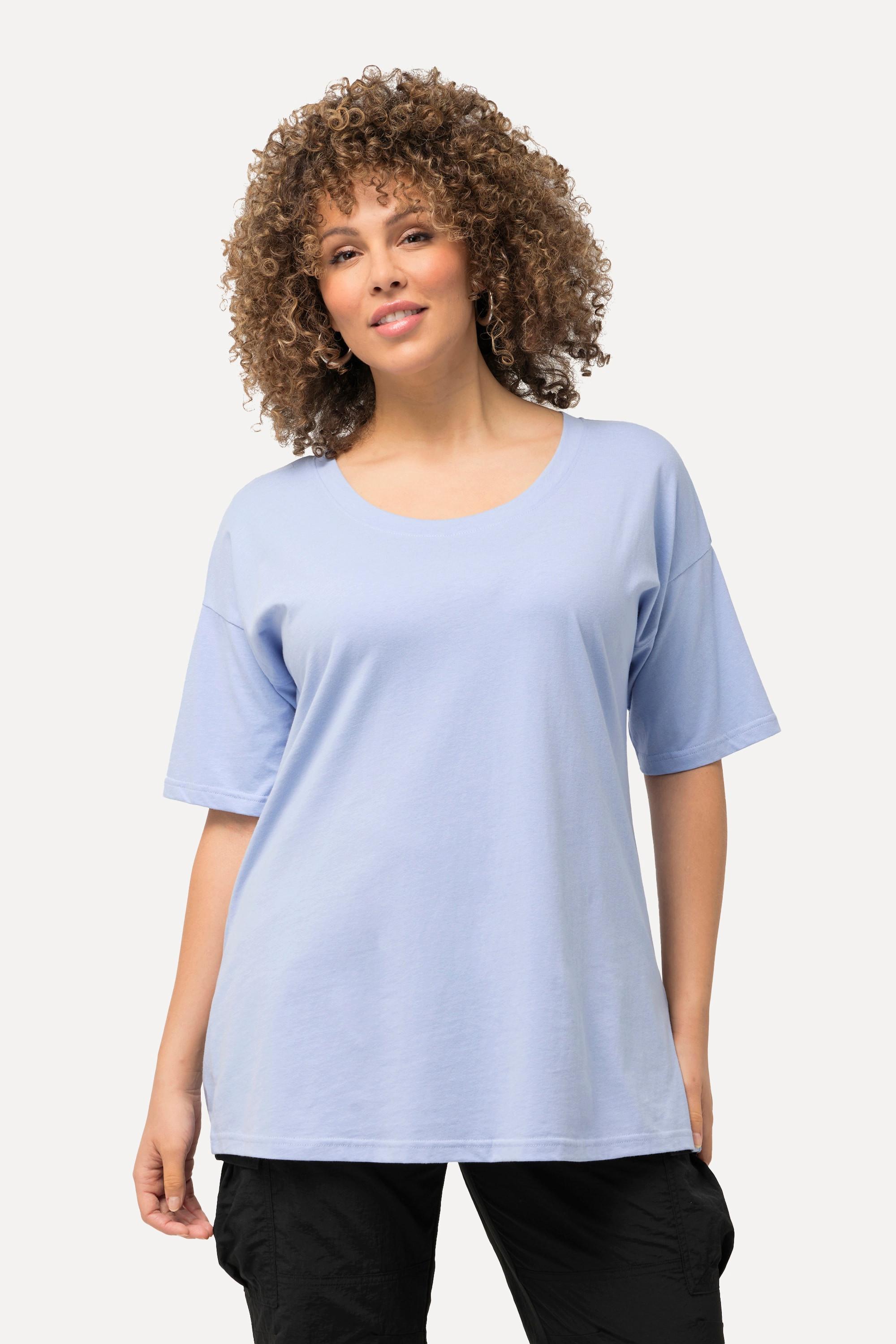 Ulla Popken  T-shirt oversized à décolleté rond, manches courtes 