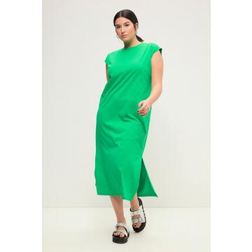 Jersey-Midikleid, oversized, Rundhals, ärmellos, Seitenschlitze