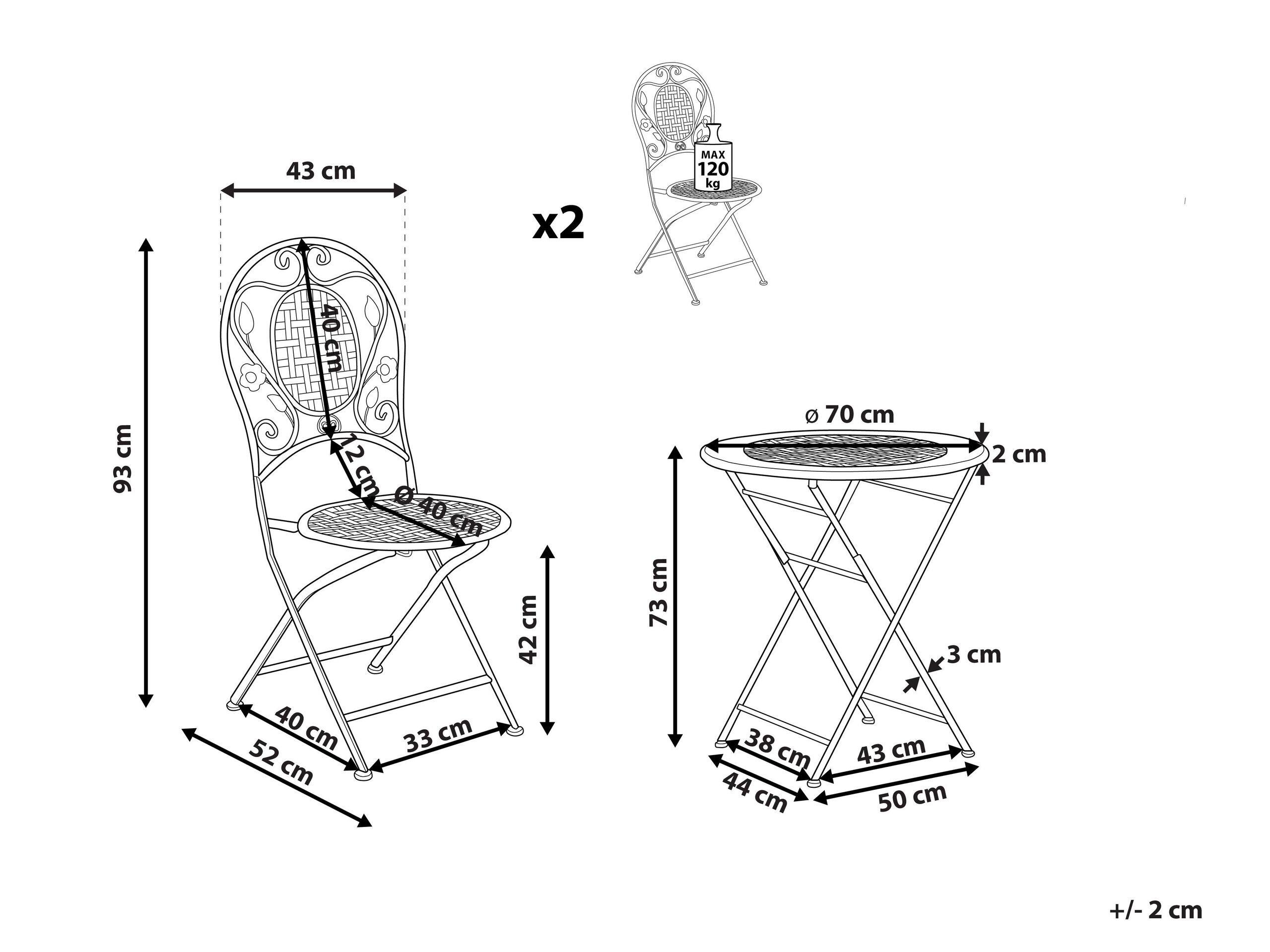 Beliani Ensemble pour bistro en Métal Rétro BIVIO  