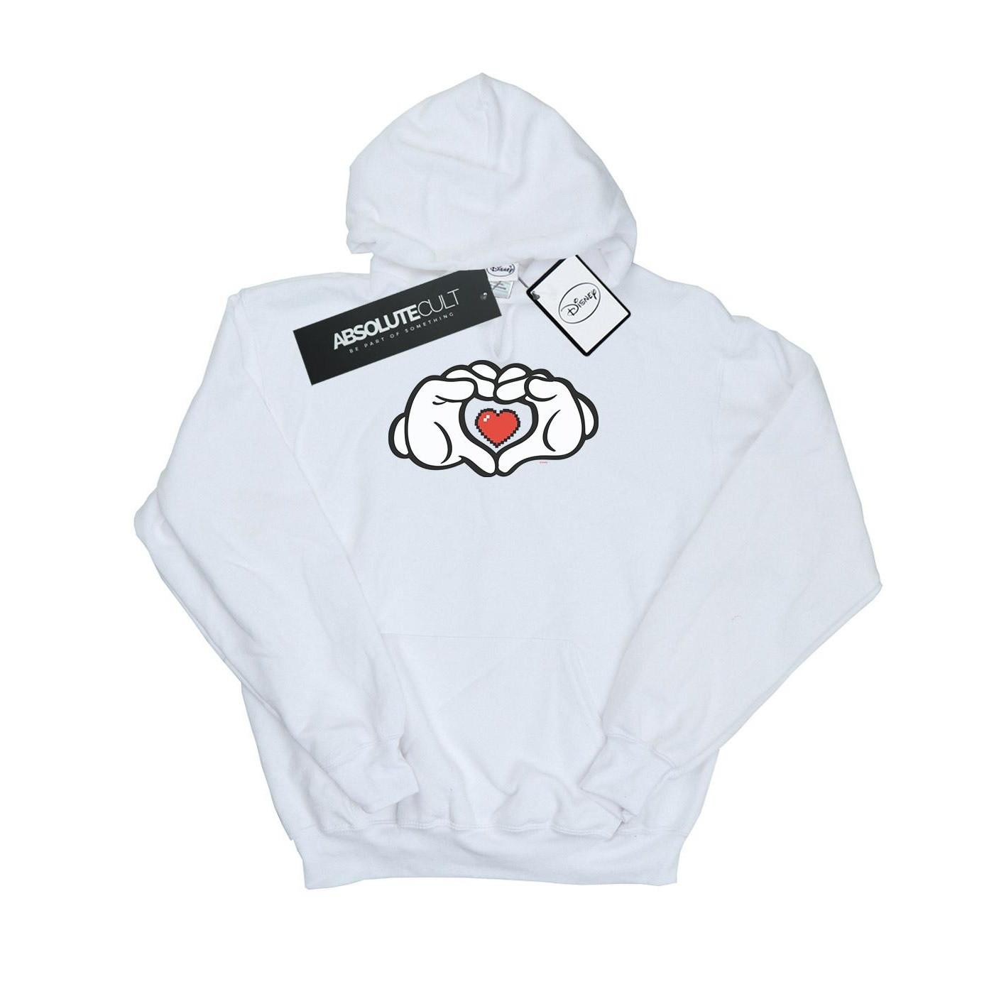 Image of Mickey Mouse Heart Hands Kapuzenpullover Damen Weiss S