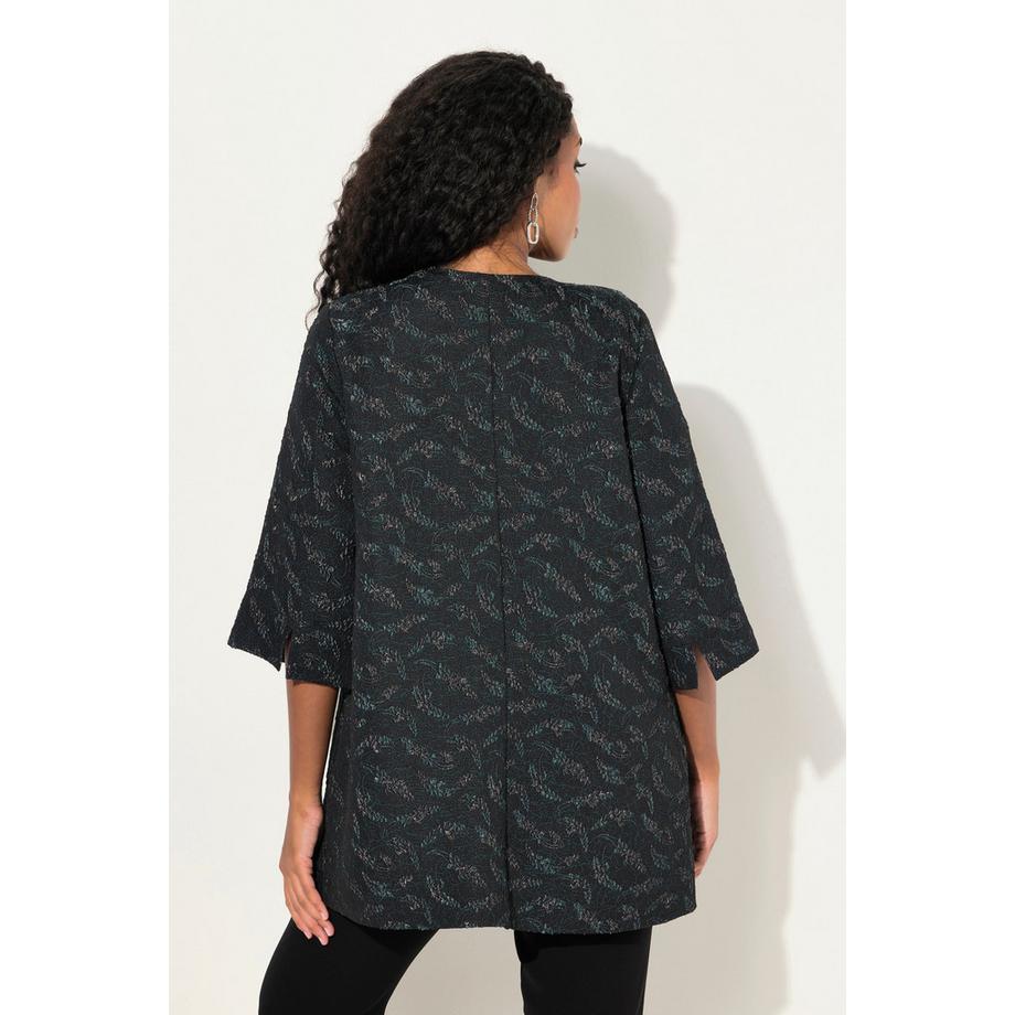 Ulla Popken Jerseyjacke Grafisches Muster V-Ausschnitt 3/4 Arm  