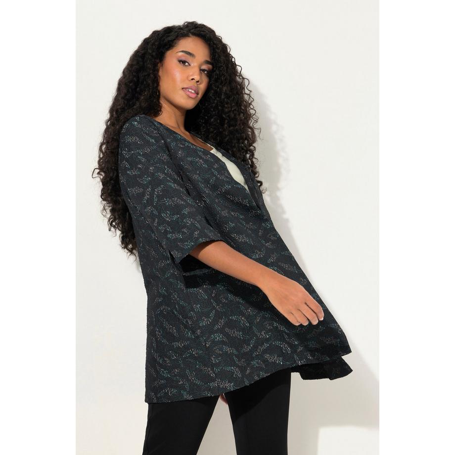 Ulla Popken Jerseyjacke Grafisches Muster V-Ausschnitt 3/4 Arm  