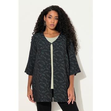 Jerseyjacke, grafisches Muster, V-Ausschnitt, 3/4-Arm