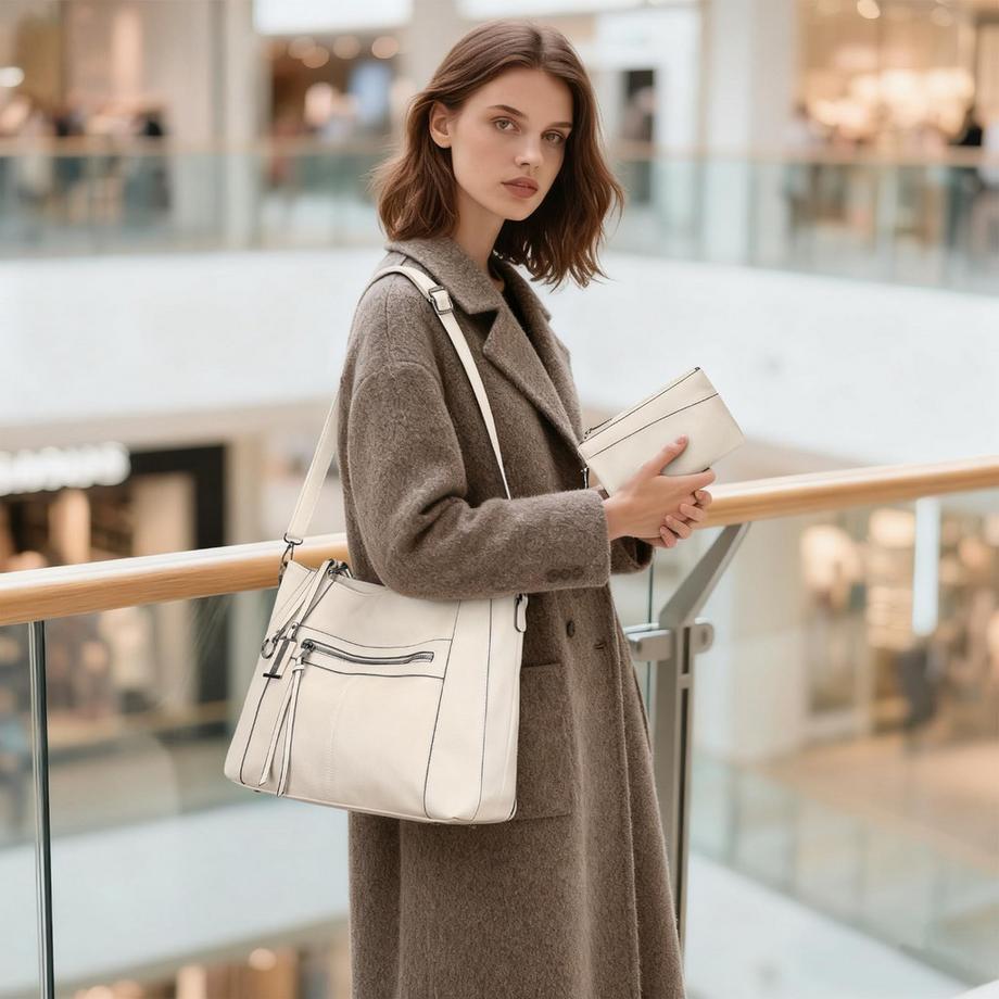 Only-bags.store Ensemble de 2 Sacs à Main avec Sac à Bandoulière et Portefeuille  
