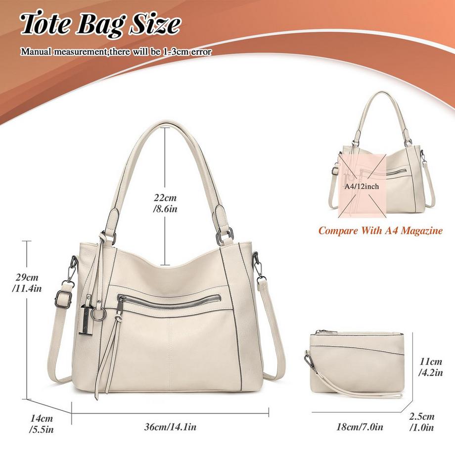 Only-bags.store Ensemble de 2 Sacs à Main avec Sac à Bandoulière et Portefeuille  