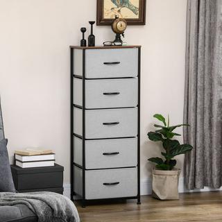 Northio Commode à 5 tiroirs en tissu, meuble de rangement, commode avec poignées, design moderne, meuble à tiroirs, commode de rangement pour chambre, salon gris |  