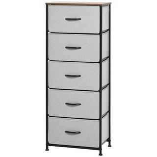 Northio Commode à 5 tiroirs en tissu, meuble de rangement, commode avec poignées, design moderne, meuble à tiroirs, commode de rangement pour chambre, salon gris |  