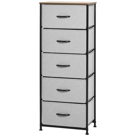 Northio Commode à 5 tiroirs en tissu, meuble de rangement, commode avec poignées, design moderne, meuble à tiroirs, commode de rangement pour chambre, salon gris |  