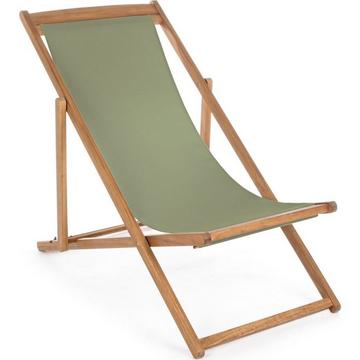 Chaises longues de jardin Noemi en bois d'acacia vert mousse