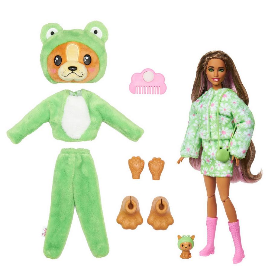 Barbie  Cutie Reveal Puppe imen Frosch-Plüschkostüm 