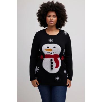 Pull de Noël, col rond et manches longues, motif bonhomme de neige