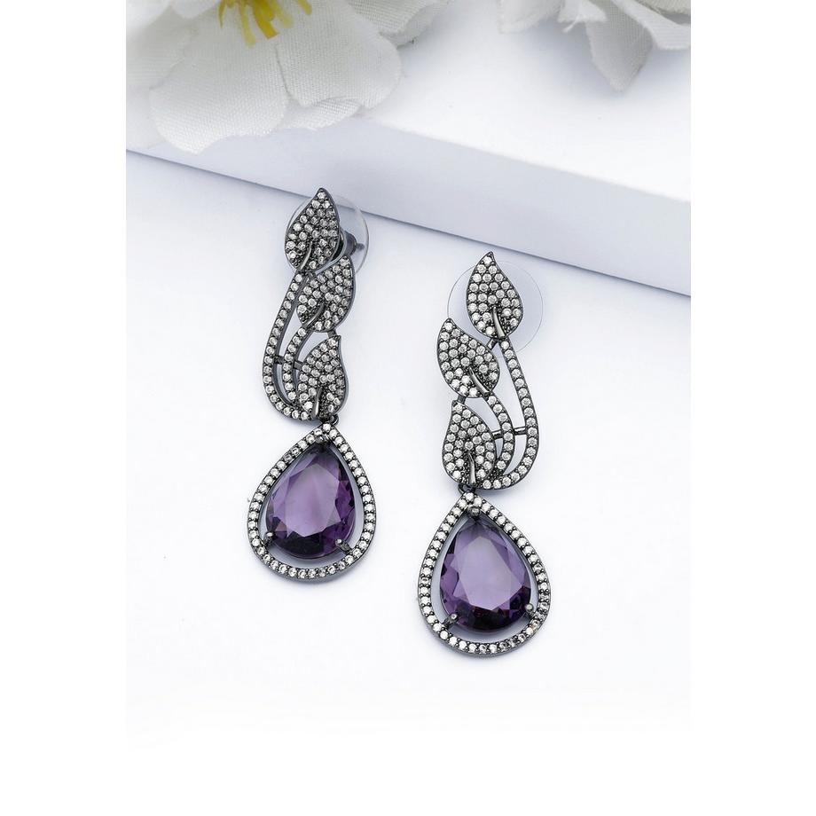 AVANT-GARDE PARIS  Zeitgenössische Blattförmige Lila Ohrringe 