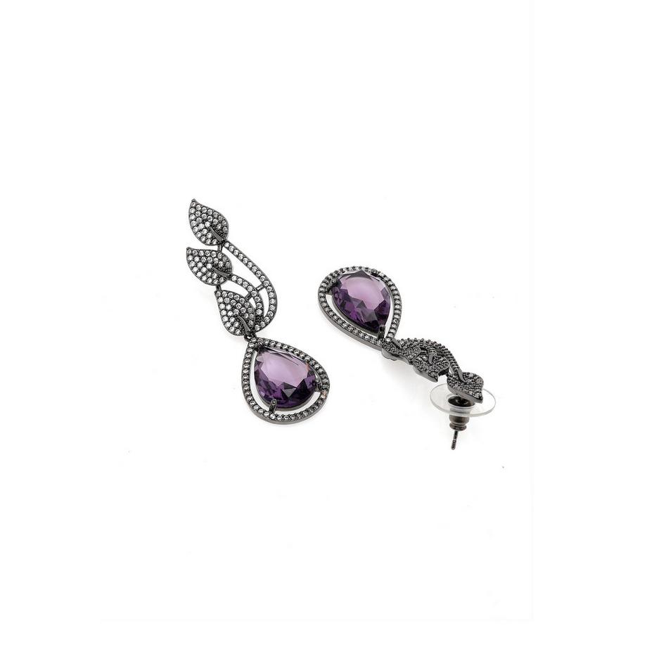 AVANT-GARDE PARIS  Zeitgenössische Blattförmige Lila Ohrringe 