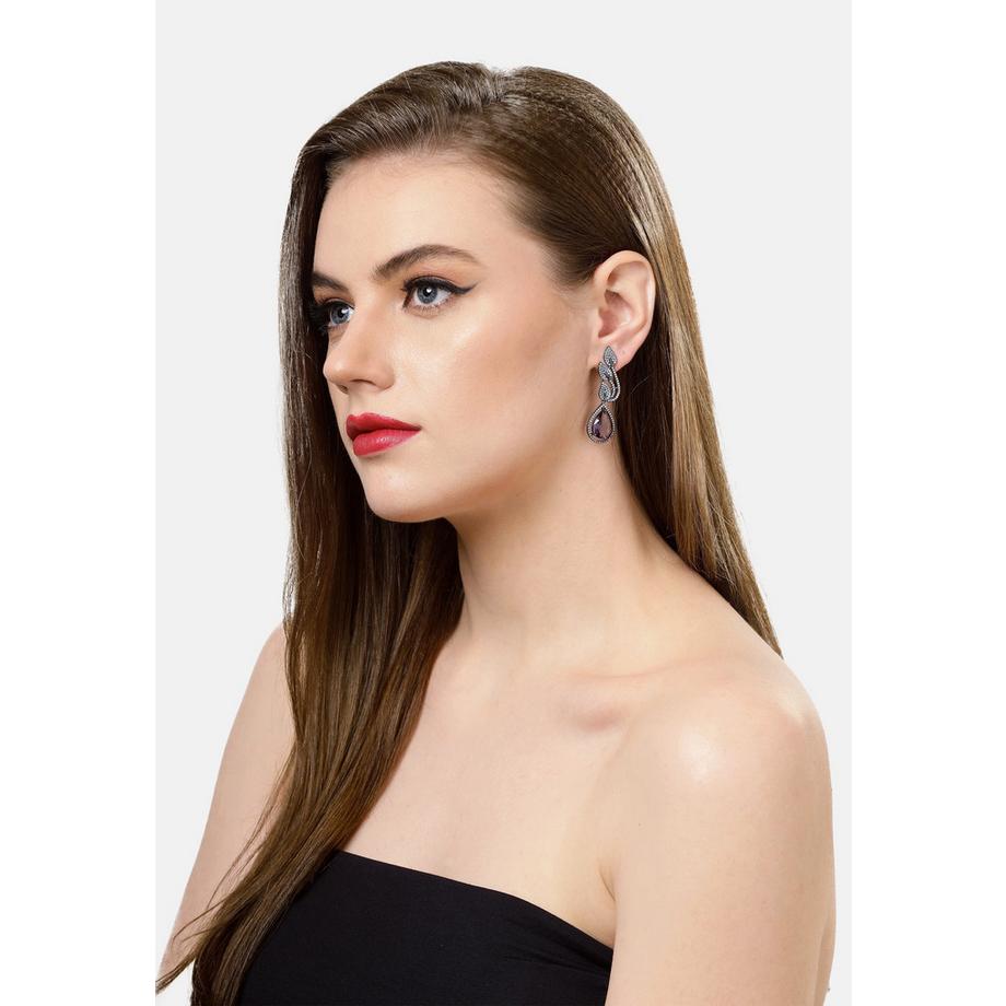 AVANT-GARDE PARIS  Zeitgenössische Blattförmige Lila Ohrringe 