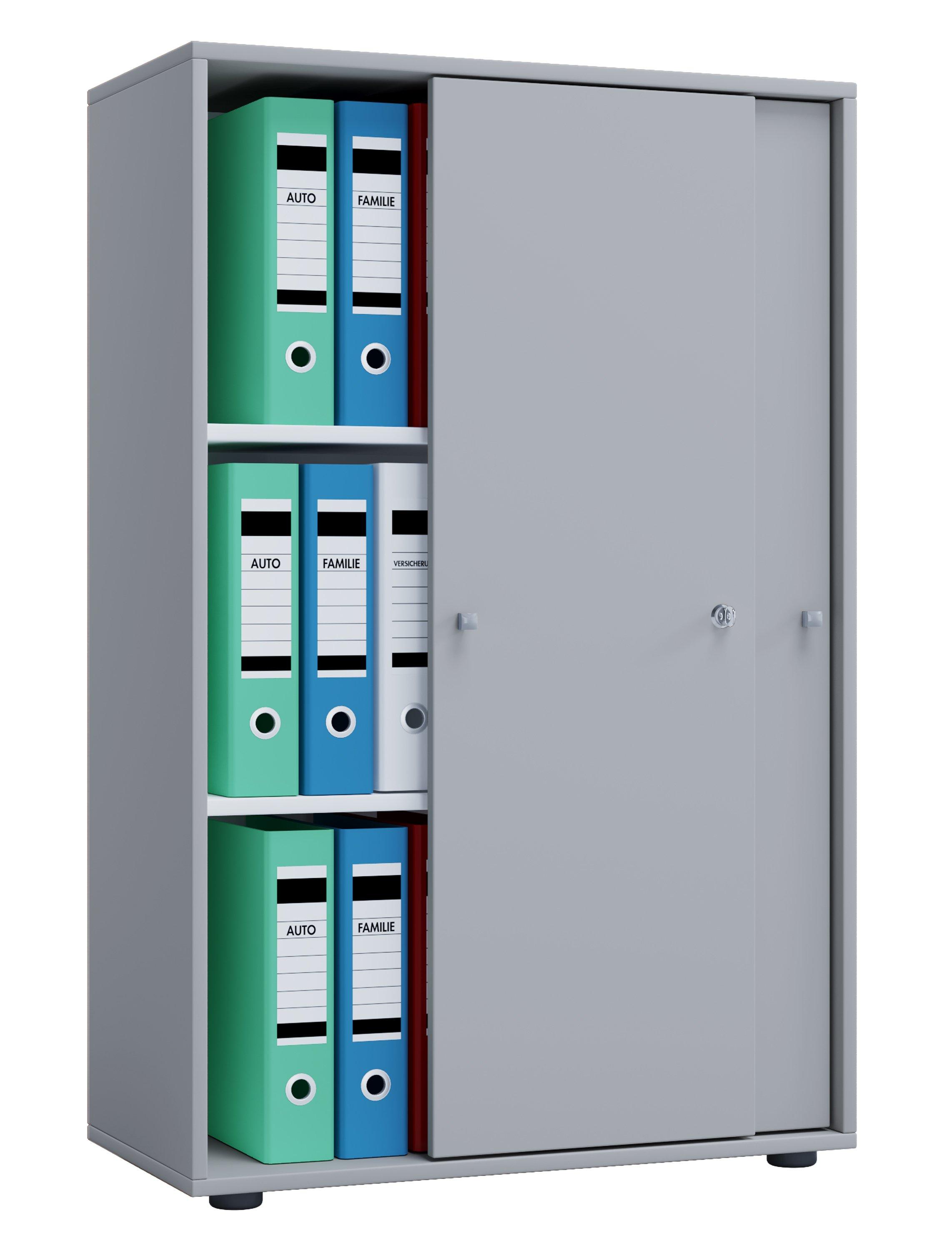 Image of Holz Büroschrank Ordner Aktenschrank Büromöbel Schrank Lona 3-fach Schiebetüren Holz Büroschrank Ordner Aktenschrank Büromöbel Schrank Lona 3-fach Schiebetüren