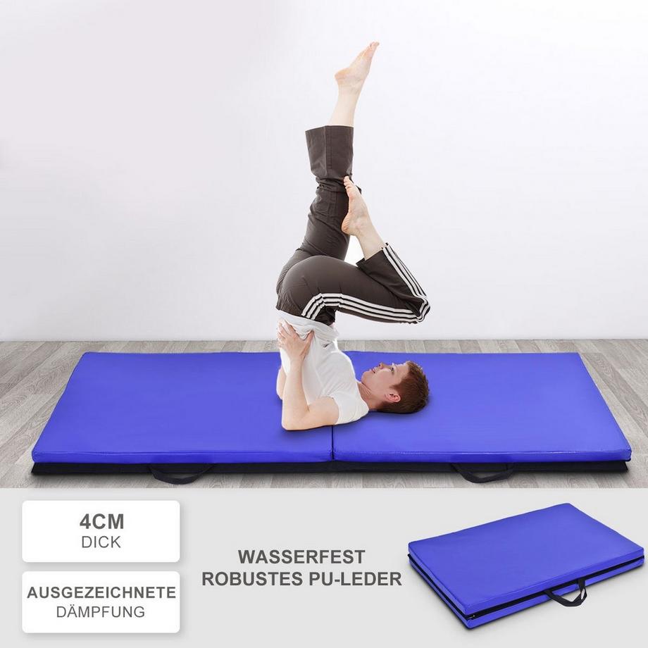 Northix  Tapis de sol doux tapis de gymnastique tapis de yoga tapis pliant tapis de gymnastique 180x60x4cm - bleu 