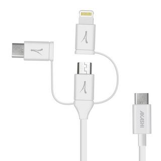 Akashi  Câble USB-C to USB-C/Lightning/Micro-USB 