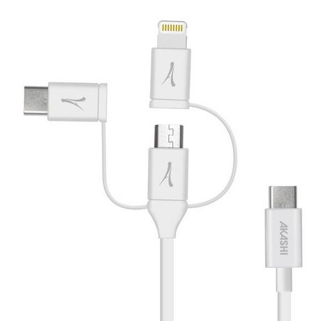 Akashi  Câble USB-C to USB-C/Lightning/Micro-USB 