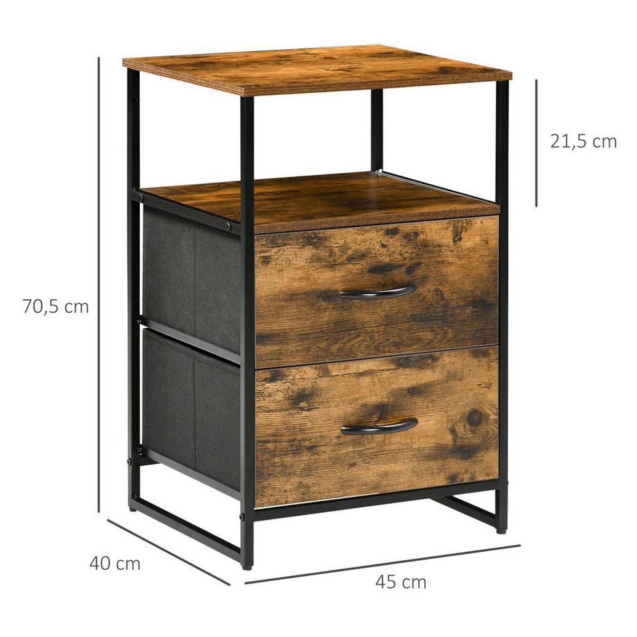 Northio Commode, armoire de rangement avec tiroirs pliables en tissu, étagère de style industriel, armoire latérale pour salon, marron rustique  